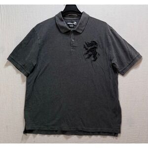 Ecko Unltd Polo Shirt Men's XL Gray Embroidered Rhino Short Sleeve Collared Y2K